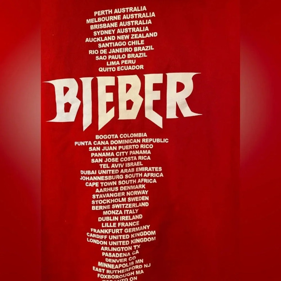 Justin Bieber Red Tour Sweatshirt Sweater Hoodie - Picture 6 of 8